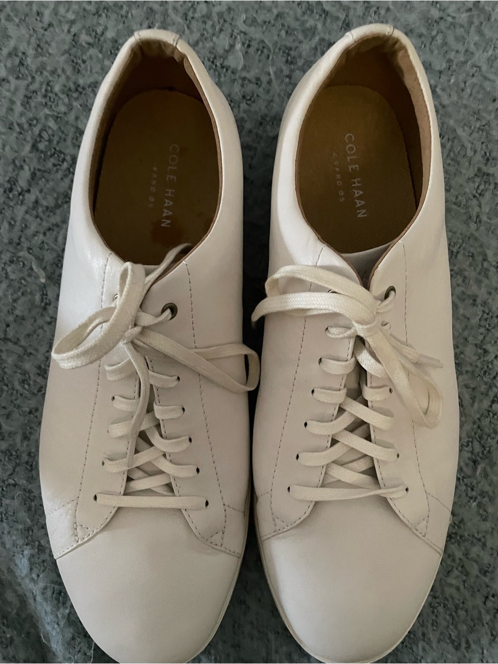 Cole Haan Cream Leather Lace-Up Sneakers
